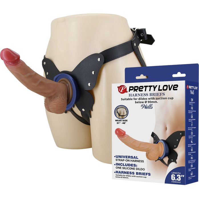 Поясной страпон Wells: трусики в форме бабочки и фаллоимитатор-насадка - Pretty Love. Фотография 2.