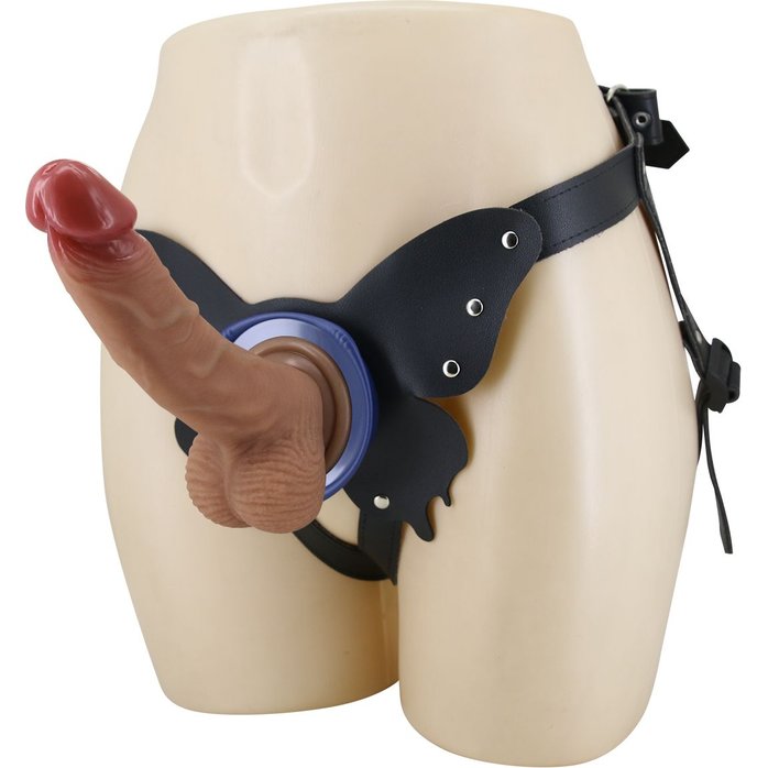 Поясной страпон Wells: трусики в форме бабочки и фаллоимитатор-насадка - Pretty Love