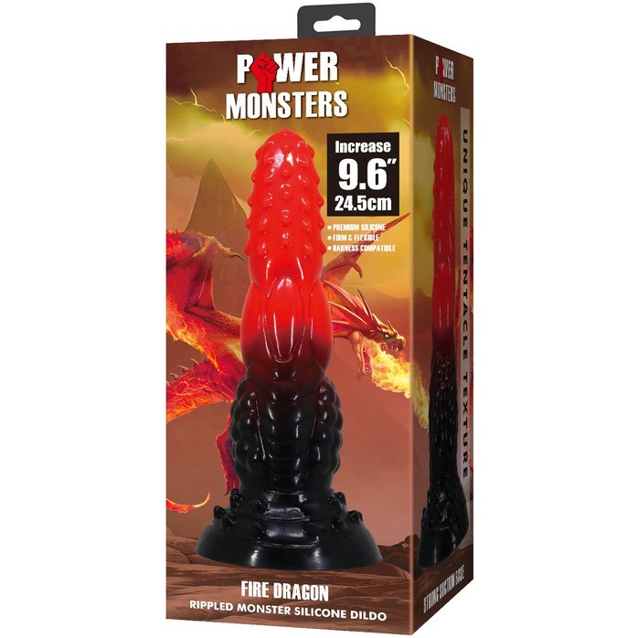 Силиконовый фантазийный фаллоимитатор Fire Dragon - 24,5 см. Фотография 3.