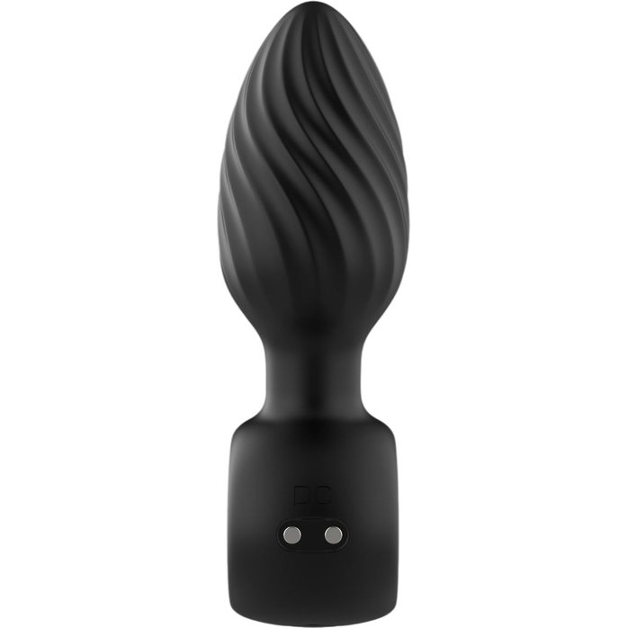 Черная анальная пробка с вибрацией, вращением и пультом ДУ. Фотография 2.