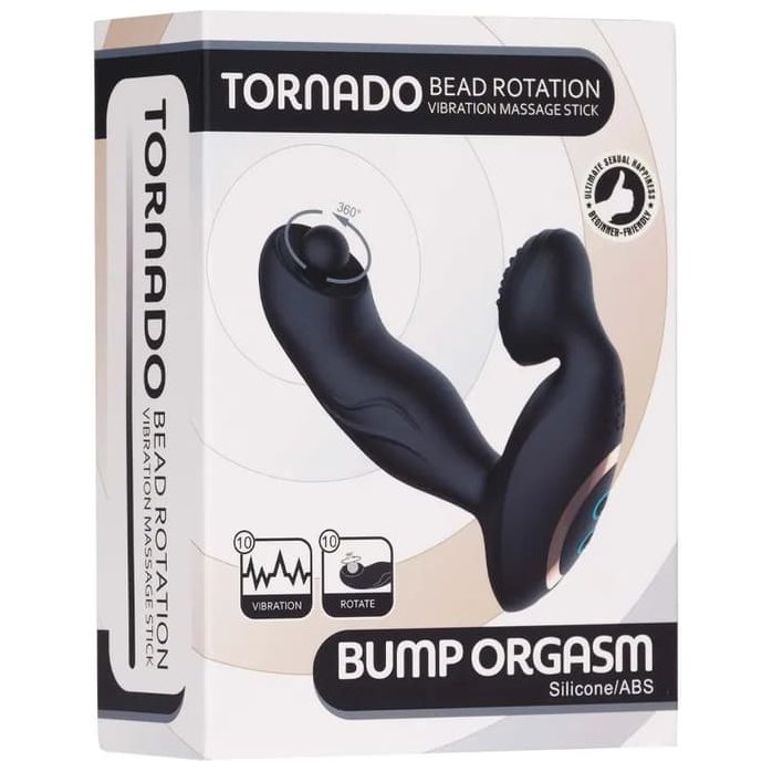 Черный вибромассажер простаты с вращающимся шариком. Фотография 6.