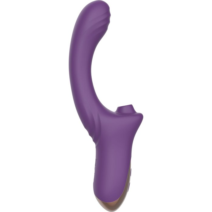 Фиолетовый вагинально-клиторальный вибратор. Фотография 3.