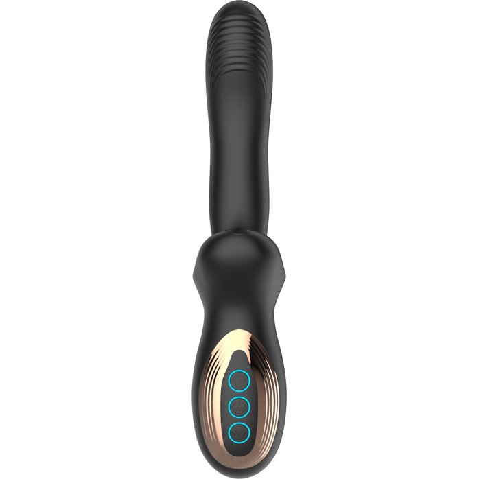 Черный вибратор с постукивающим эффектом - 22 см. Фотография 4.