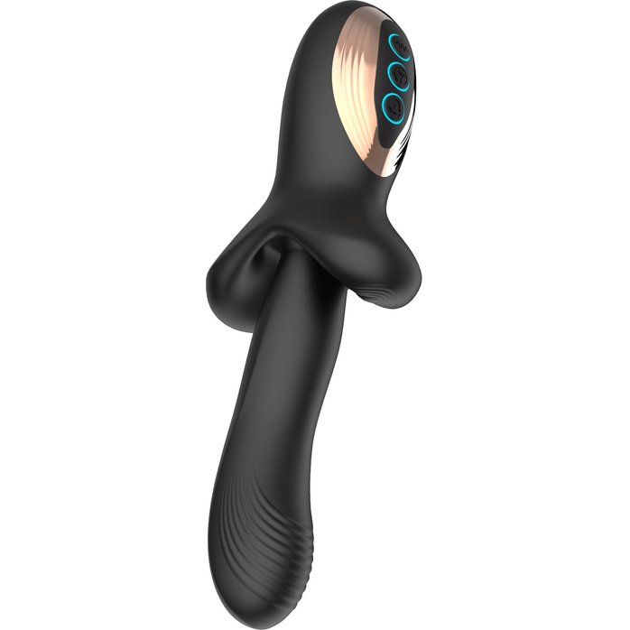 Черный вибратор с постукивающим эффектом - 22 см. Фотография 6.