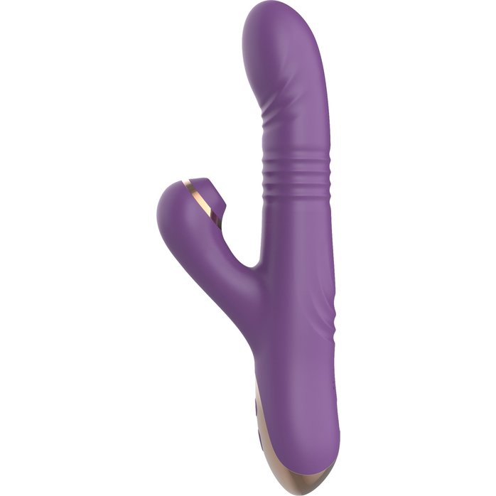Фиолетовый вибратор-кролик с возвратно-поступательной стимуляцией. Фотография 2.