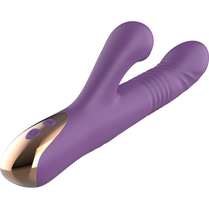 Фиолетовый вибратор-кролик с возвратно-поступательной стимуляцией. Фотография 3.