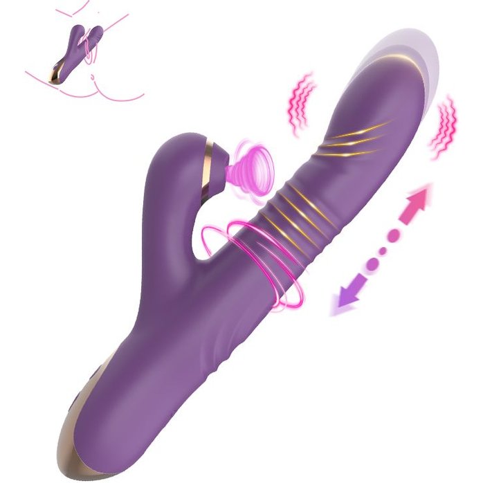 Фиолетовый вибратор-кролик с возвратно-поступательной стимуляцией. Фотография 6.