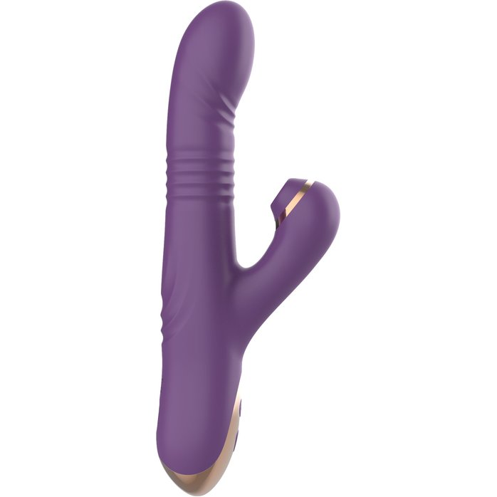 Фиолетовый вибратор-кролик с возвратно-поступательной стимуляцией