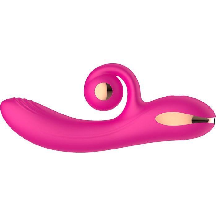 Розовый вибратор-кролик с функцией вращения ствола. Фотография 3.