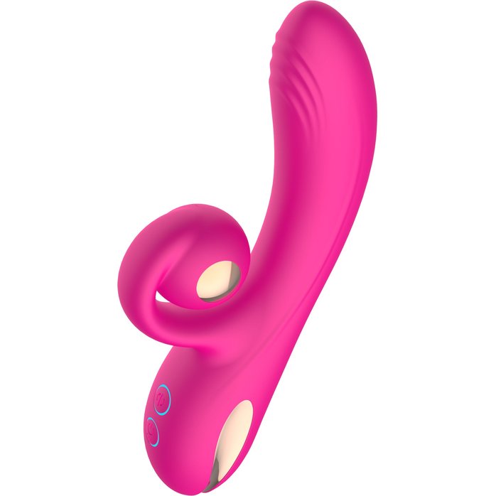 Розовый вибратор-кролик с функцией вращения ствола