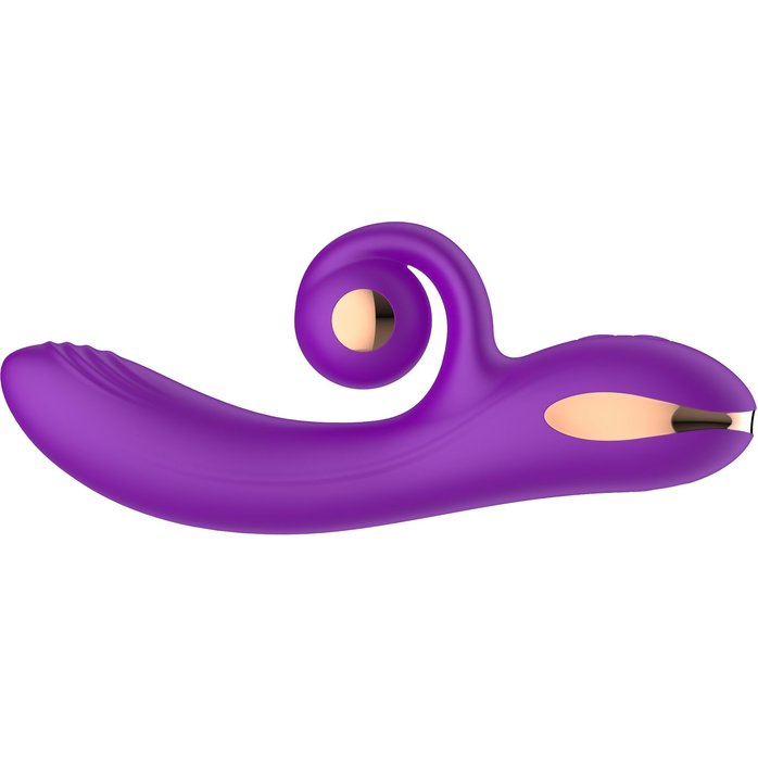 Фиолетовый вибратор-кролик с функцией вращения ствола. Фотография 3.