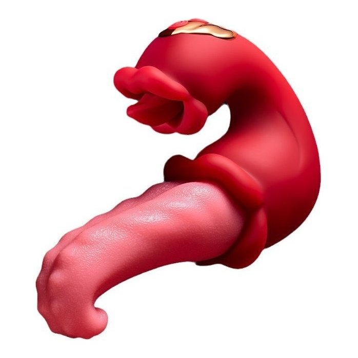 Красный вибратор-язык с вакуумной стимуляцией клитора