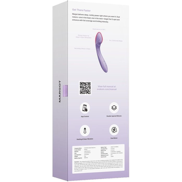 Сиреневый интерактивный вибростимулятор с функцией нагрева Margot - 21 см. Фотография 10.