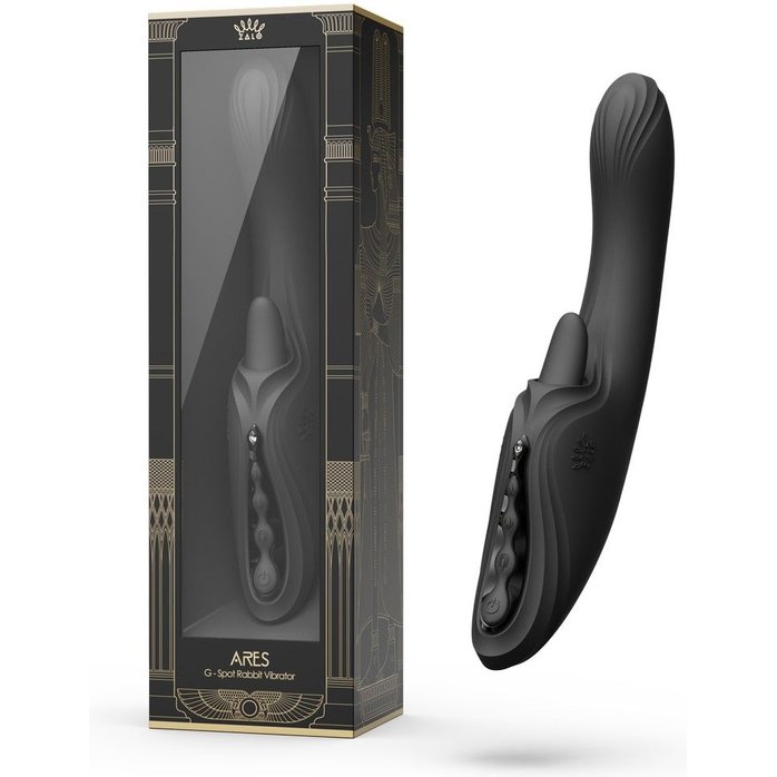 Черный вибростимулятор-кролик с функцией нагрева Ares - 24,6 см. Фотография 2.