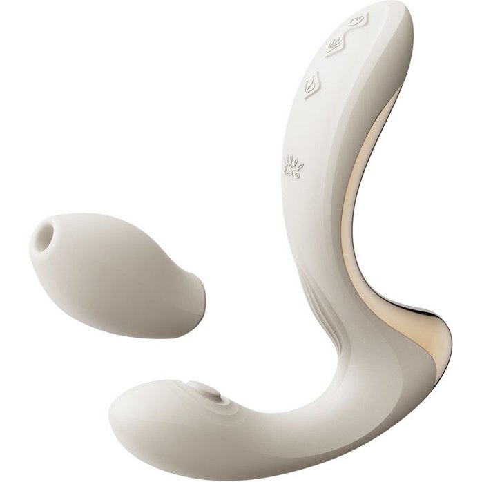 Белый вибромассажёр G-зоны Talis с пульсацией, вакуумной стимуляцией и функцией нагрева