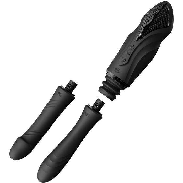 Черная секс-машина с функцией нагрева, насадками и присоской Sesh. Фотография 10.