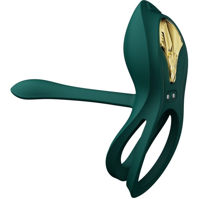 Зеленое эрекционное виброкольцо Bayek с пультом ДУ. Фотография 6.