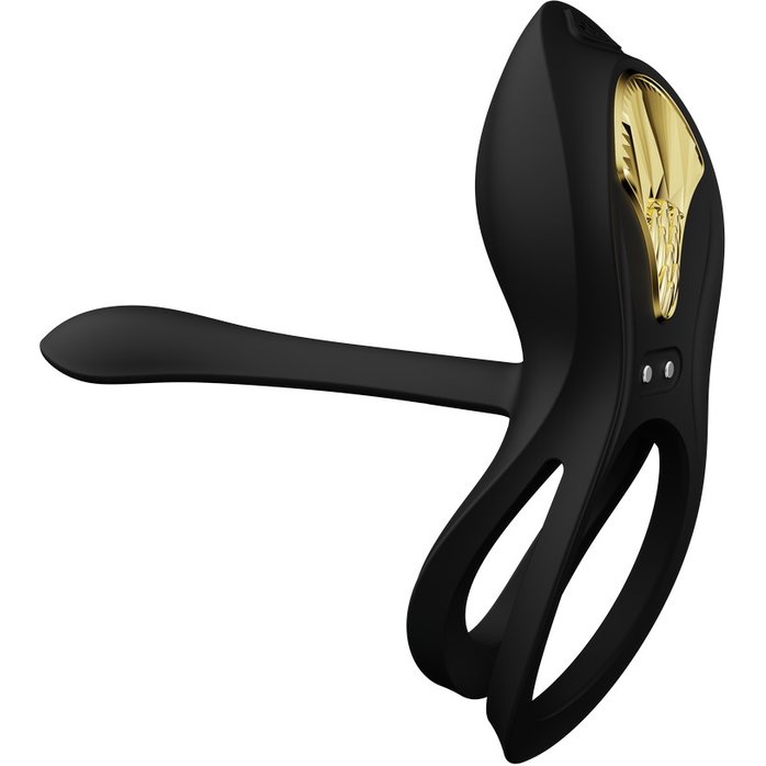 Черное эрекционное виброкольцо Bayek с пультом ДУ. Фотография 7.