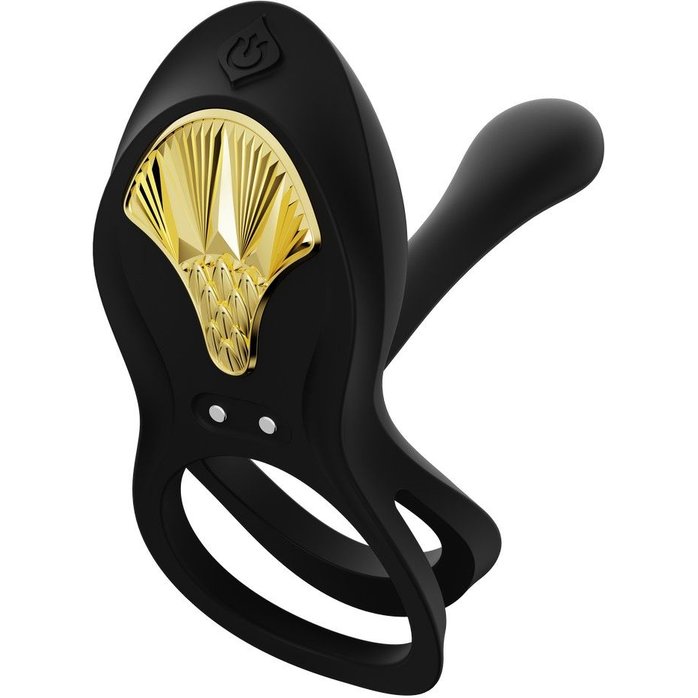 Черное эрекционное виброкольцо Bayek с пультом ДУ. Фотография 9.