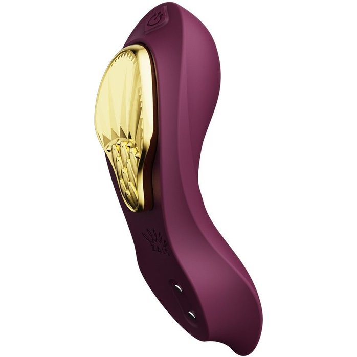 Фиолетовый вибромассажёр в трусики Aya с насадкой и пультом ДУ. Фотография 4.