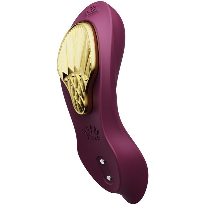 Фиолетовый вибромассажёр в трусики Aya с насадкой и пультом ДУ. Фотография 9.