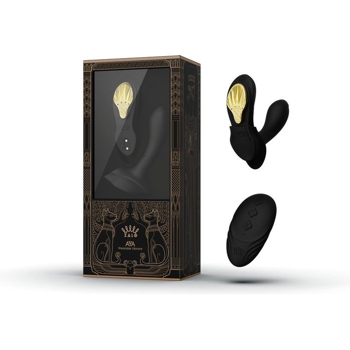 Черный вибромассажёр в трусики Aya с насадкой и пультом ДУ. Фотография 2.