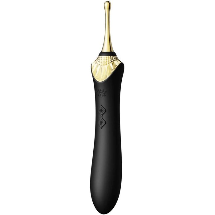 Черный клиторальный вибростимулятор с насадками Bess. Фотография 2.