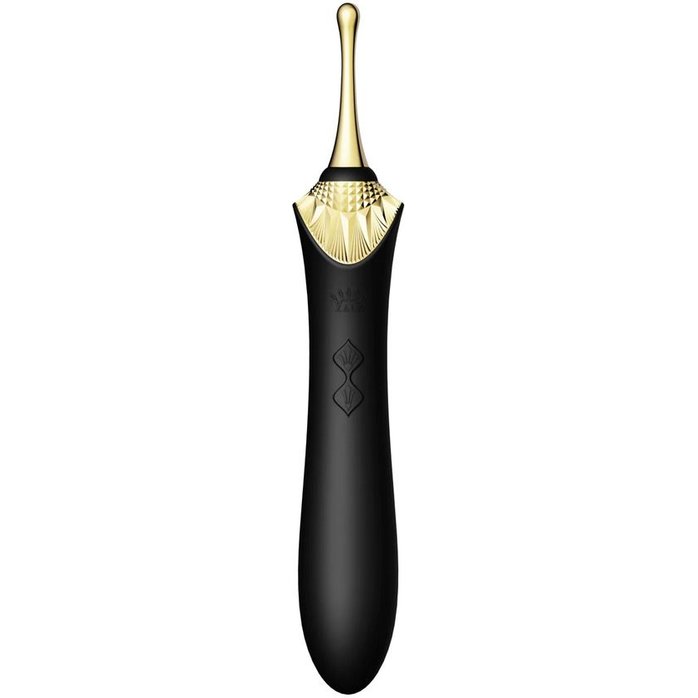 Черный клиторальный вибростимулятор с насадками Bess. Фотография 3.