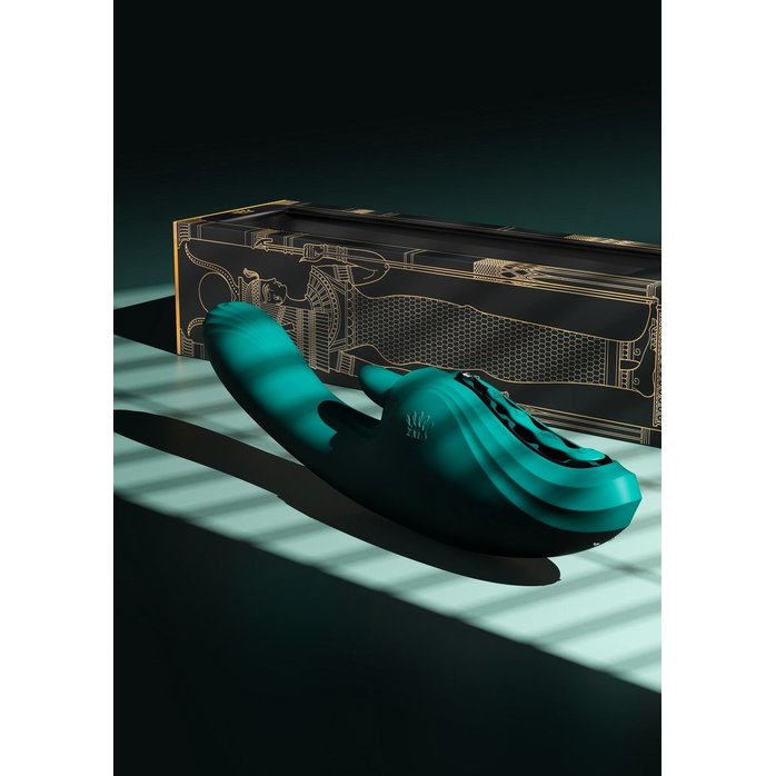 Зеленый вибростимулятор-кролик с функцией нагрева Ares - 24,6 см. Фотография 14.