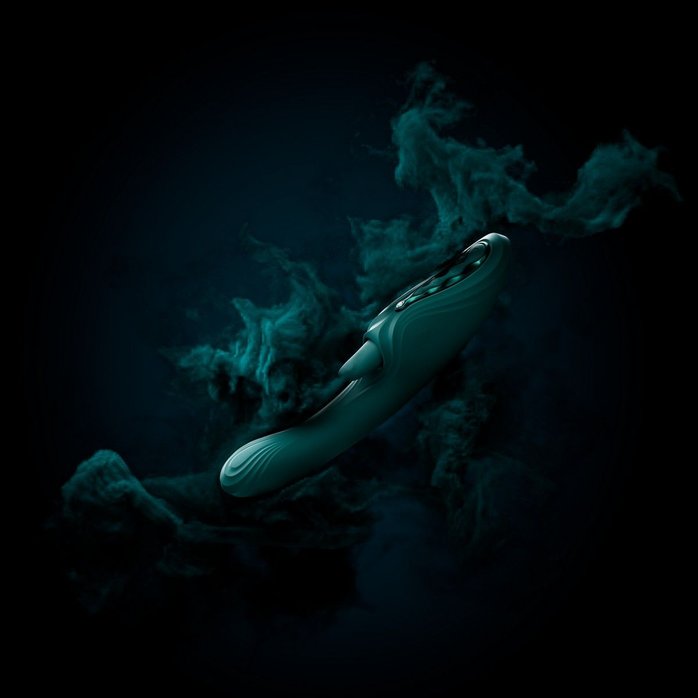 Зеленый вибростимулятор-кролик с функцией нагрева Ares - 24,6 см. Фотография 17.