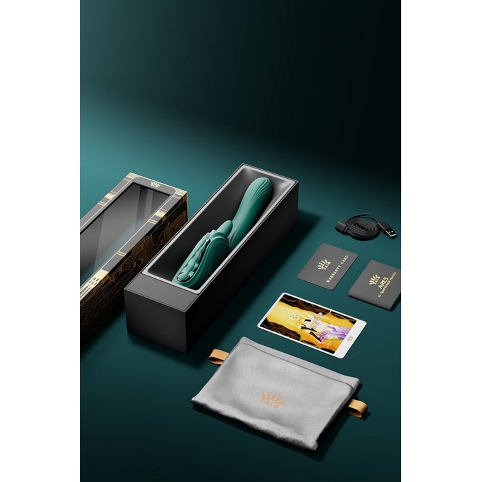 Зеленый вибростимулятор-кролик с функцией нагрева Ares - 24,6 см. Фотография 18.