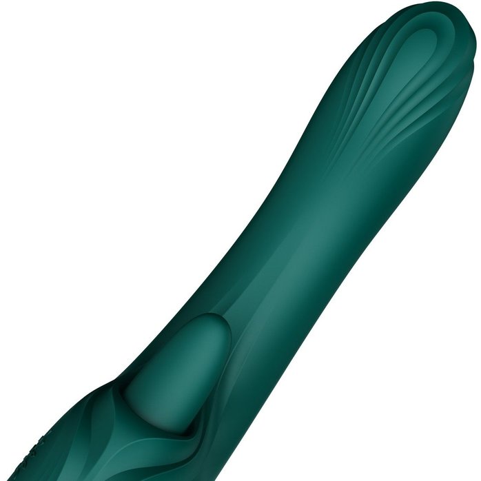 Зеленый вибростимулятор-кролик с функцией нагрева Ares - 24,6 см. Фотография 7.