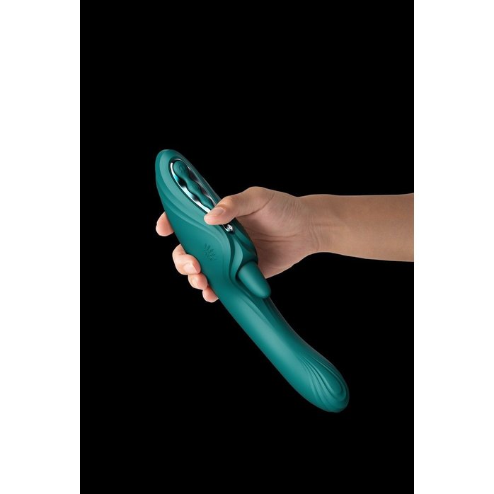 Зеленый вибростимулятор-кролик с функцией нагрева Ares - 24,6 см. Фотография 10.