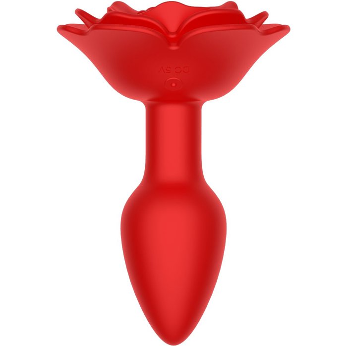Красный анальный вибростимулятор в форме розы. Фотография 3.