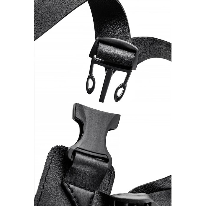 Телесный фаллопротез на черных ремнях Conall - 15 см - RealStick Strap-On. Фотография 5.