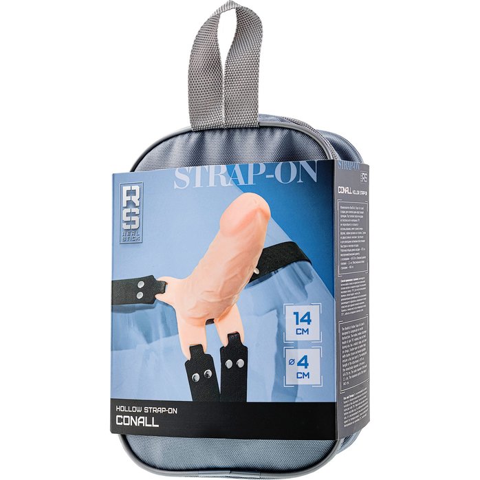 Телесный фаллопротез на черных ремнях Conall - 15 см - RealStick Strap-On. Фотография 7.