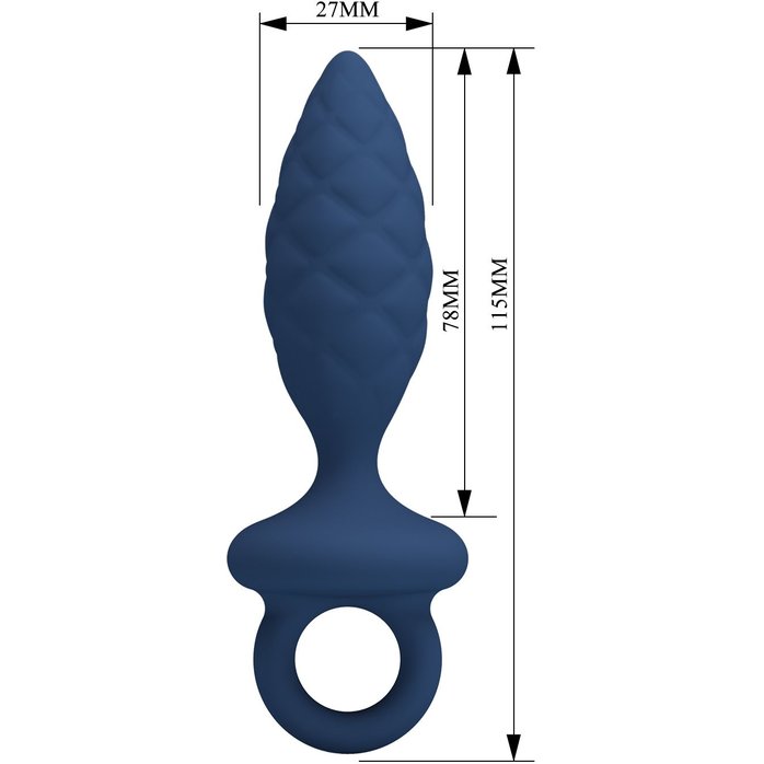 Синяя анальная пробка с кольцом Butt Plug with Loop S - 11,5 см - Mr.Play. Фотография 7.