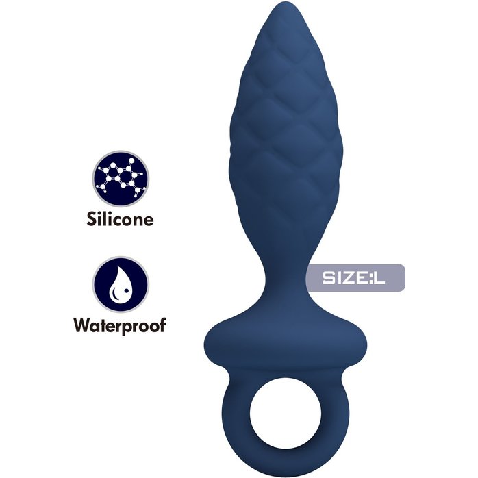 Синяя анальная пробка с кольцом Butt Plug with Loop L - 15,7 см - Mr.Play. Фотография 3.