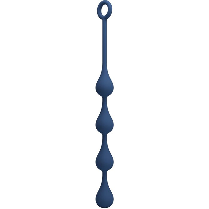 Синяя анальная ёлочка с кольцом Waterdrop Anal Balls 30 mm M - 33,5 см - Mr.Play
