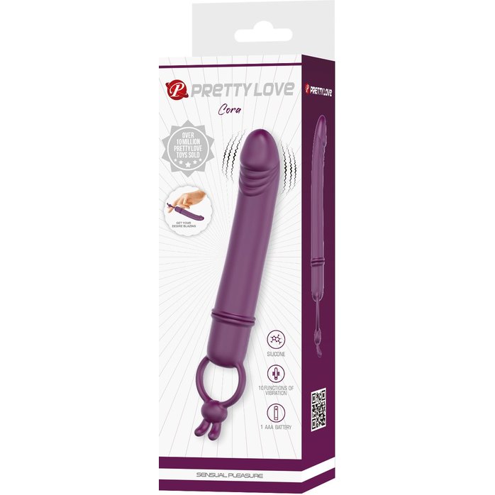 Сливовый вибратор с кольцом Cora - 15,5 см - Pretty Love. Фотография 9.