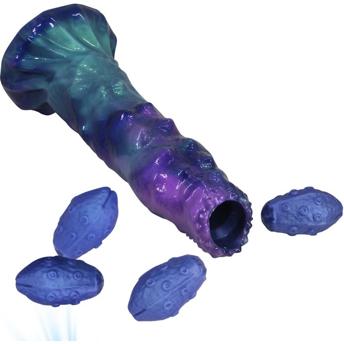 Фиолетовый яйцеродящий фаллоимитатор Duskwalker Sentinal на присоске - 22,4 см. Фотография 4.
