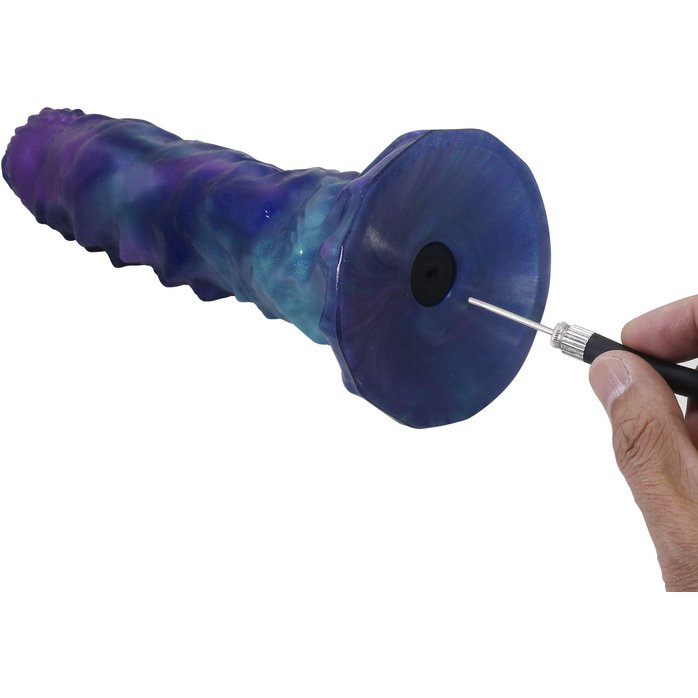 Фиолетовый яйцеродящий фаллоимитатор Duskwalker Sentinal на присоске - 22,4 см. Фотография 5.
