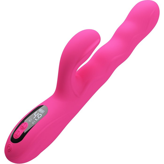 Розовый вибростимулятор-кролик с волновыми движениями Winters - 25,2 см - Pretty Love. Фотография 3.