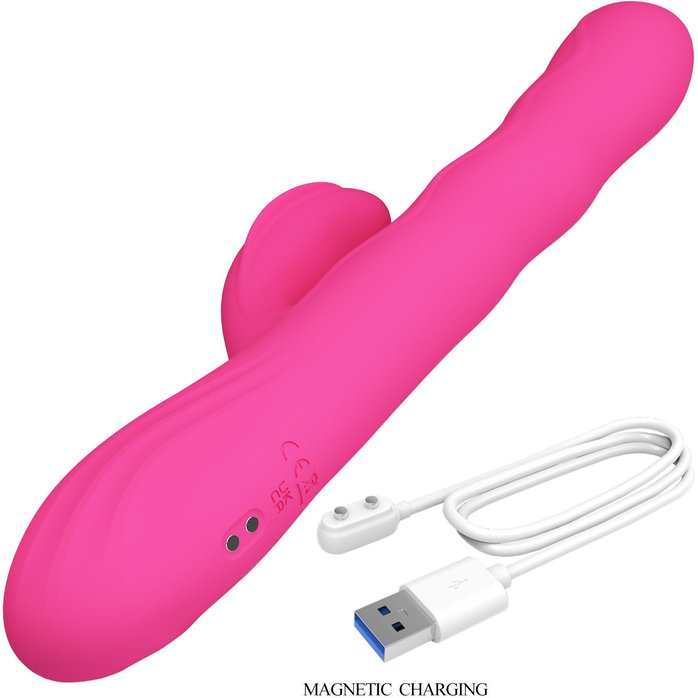 Розовый вибростимулятор-кролик с волновыми движениями Winters - 25,2 см - Pretty Love. Фотография 8.