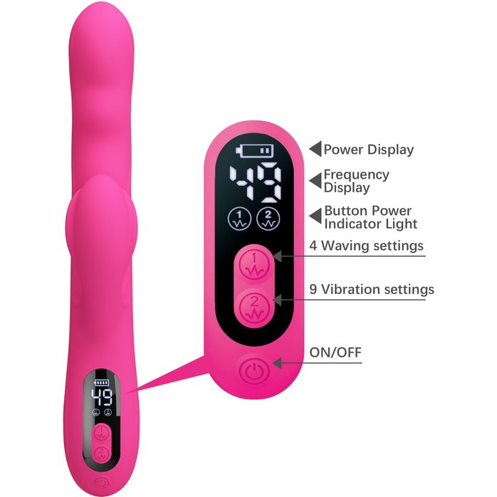 Розовый вибростимулятор-кролик с волновыми движениями Winters - 25,2 см - Pretty Love. Фотография 10.