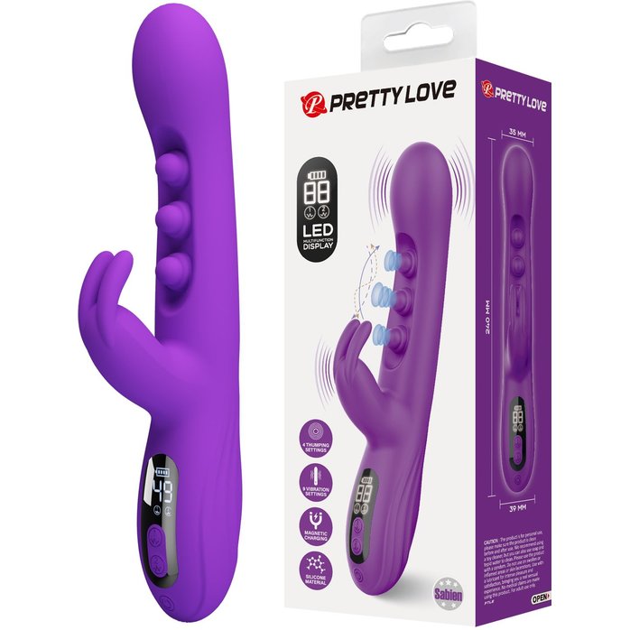 Фиолетовый вибростимулятор-кролик с шариками для точки G Sabien - 24 см - Pretty Love. Фотография 2.