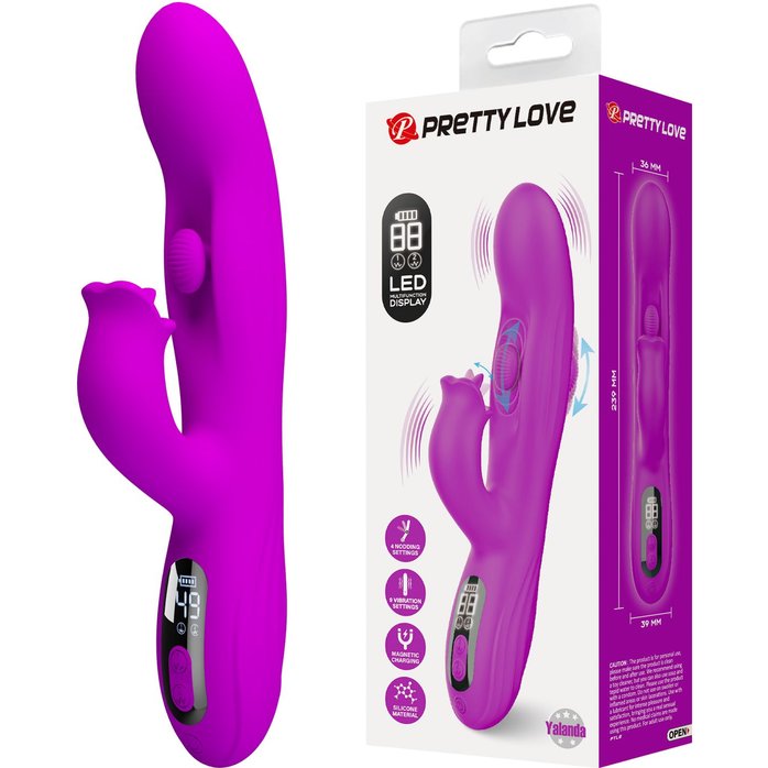 Лиловый вибромассажёр-кролик со стимуляцией точки G Yalanda - 23,9 см - Pretty Love. Фотография 2.