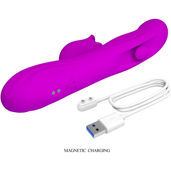 Лиловый вибромассажёр-кролик со стимуляцией точки G Yalanda - 23,9 см - Pretty Love. Фотография 9.