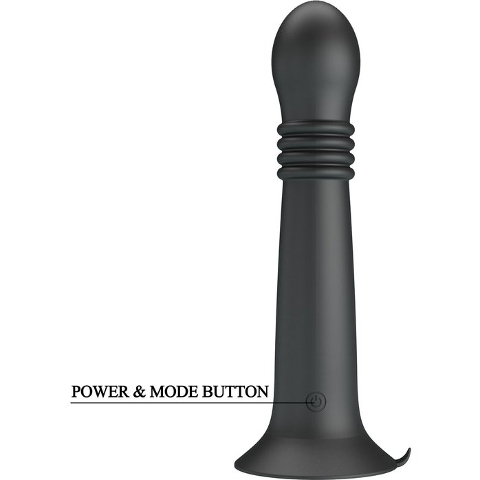 Черный стимулятор с поступательными движениями и вращением Stellan - 19,1 см - Pretty Love. Фотография 6.