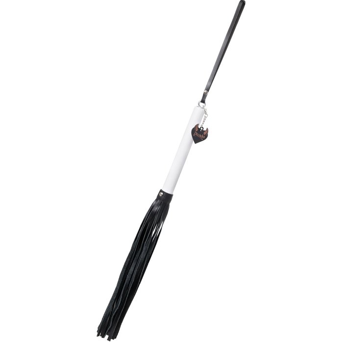 Плеть с белой рукоятью и чёрными хлыстами - 50 см. Фотография 2.